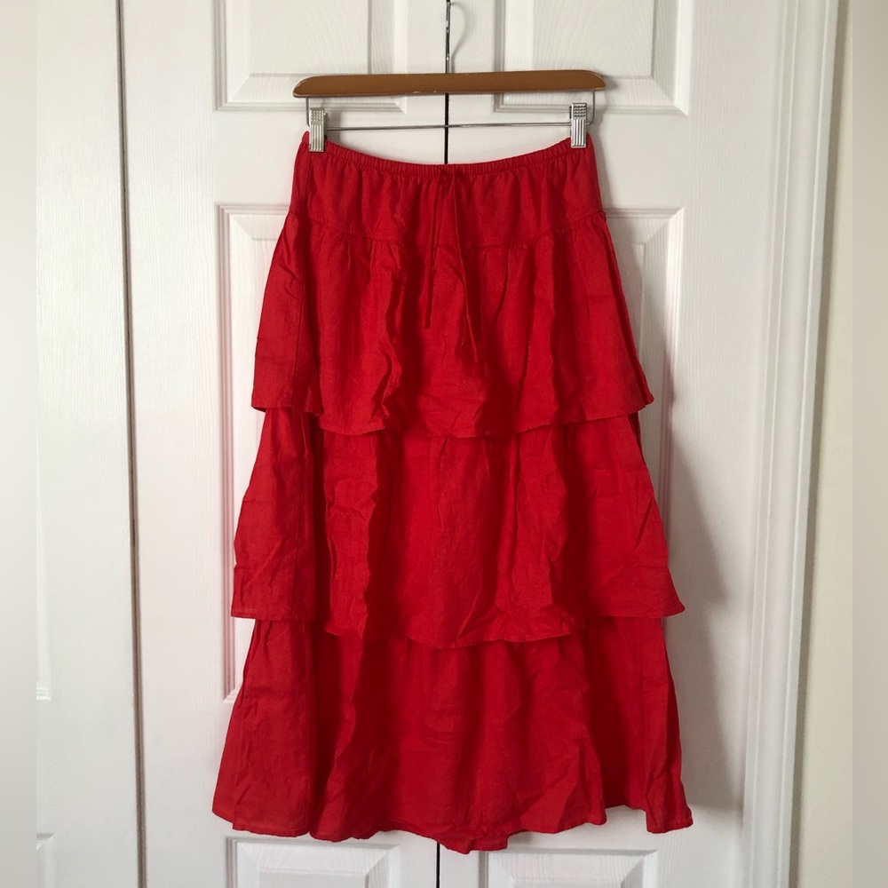 Aritzia Wilfred Century Linen Maxi Skirt, Maraschino Red, Size XS